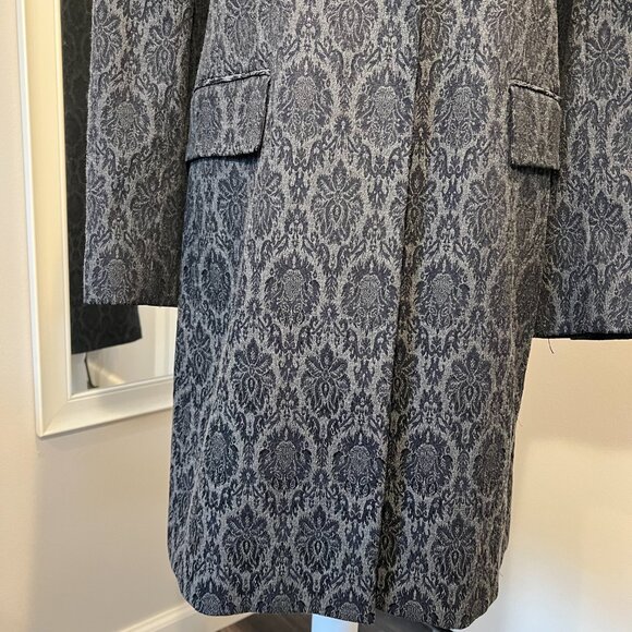 Jones NY Gray & Navy Jacquard Long Jacket/Dress Coat, Size 8 - Picture 3 of 16
